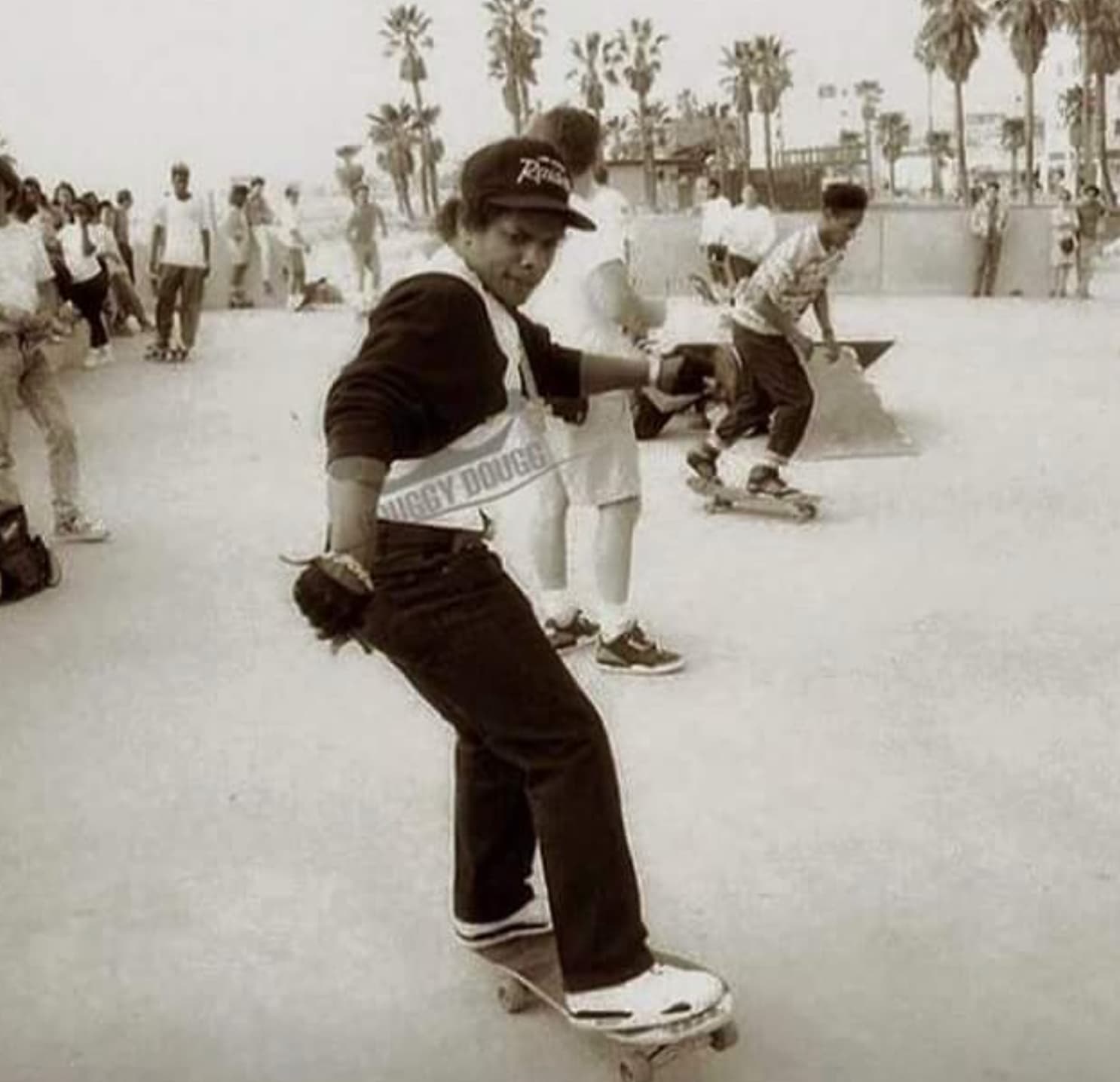 “Eazy-E Skateboarding in Venice Beach, 1989.”